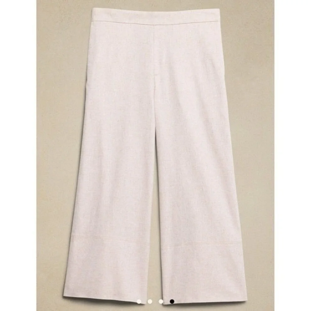 New Banana Republic Pants Small Linen Blend Cropped Flowy Wide Leg Black Pull On